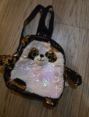 Ty Sequin Sloth Kids Backpack - White & Gold